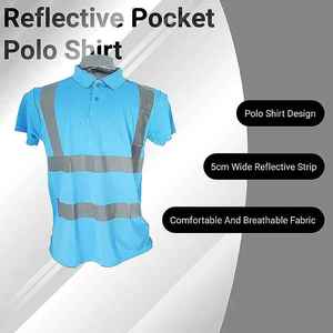Camiseta de Trabajo para Hombre de Dos Tonos, Manga Corta y Franjas Reflectantes, Camiseta Polo de Seguridad, en Oferta - Product Image 4