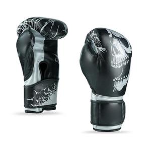 Black and <b>Silver</b> Leather Boxing <b>Gloves</b> Laced-up Training Gear for Adults Breathable Design - Product Image 2