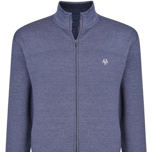 Blue <b>Men's</b> Fleece Winter Sweatshirt Two Functional Zips Windproof Polyester/Cotton Funnel Neck Long Sleeves - Product Image 1