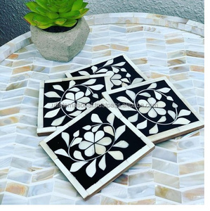 Posavasos con incrustaciones de hueso para decoración de cocina y mesa, posavasos de resina con incrustaciones de hueso, precio barato de última calidad, 100% - Product Image 2