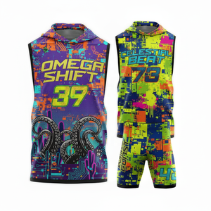 Ensemble de maillots de flag football 7v7 avec impression par sublimation, design graphique personnalisé, sans manches, pour jeunes, uniforme de football américain 7 contre 7 - Product Image 2