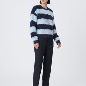 Meilleur fabricant, service OEM, pull en mohair, respirant, confortable, matière douce, laine tricotée, nouveau style, pull rayé pour femmes - Product Image 3