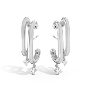 Round Emerald Lab Grown Diamond Double <b>Hoop</b> Drop <b>Earring</b> Multi Shape East West Bezel Set Dangle 14kt 18kt <b>Solid</b> Gold Wholesale - Product Image 3