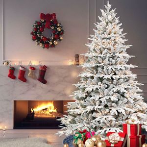 Sapin de Noël artificiel floqué blanc pré-éclairé de 7,5 pieds, réaliste, en PE/PVC, décoration de Noël haut de gamme - Product Image 2