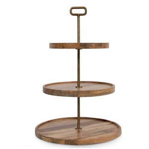 Nouvel Arrivage : Présentoir à Gâteaux Moderne en Bois à 3 Niveaux avec Plateforme Surélevée pour Présenter Gâteaux, Pâtisseries, Fruits et Desserts, Compatible Four - Product Image 2