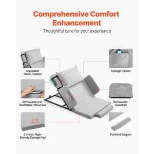 Schienale Elettrico Sollevabile per Letto, Capacità 136 kg, Regolabile 4-68 Gradi, con 4 Corrimano e Braccioli, Cuscino per Lettura e Riposo - Product Image 3