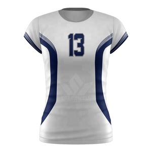 เสื้อวอลเลย์บอลสีดำสำหรับผู้หญิง พิมพ์ลายหมายเลข 13 สีแดง แบบซับลิเมชั่น แขนสั้น กระชับรูป ระบายเหงื่อได้ดี - Product Image 4