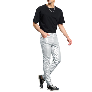 Fashion Men's Leather Pants Casual Trousers <b>Slim</b> Fit PU Leather Bottoms Comfortable Waist Durable Construction for Streetwear - Product Image 4