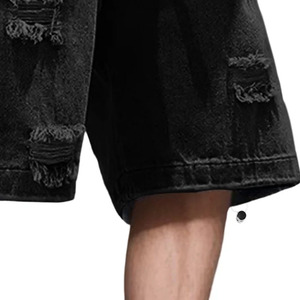 Shorts de Mezclilla Negros Desgastados para Mujer, Cintura Alta, Corte Regular, Estilo Cargo, Casuales, de Verano, Impermeables, Resistentes al Viento, de Secado Rápido - Product Image 5