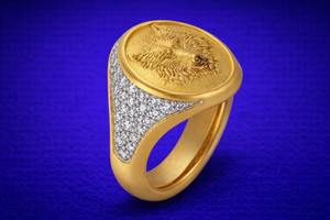 Anillo de diseño Diamond Wolf con diamante moissanita redondo, anillo de compromiso y boda para hombre de plata de ley 925, anillo de fiesta grande - Product Image 4