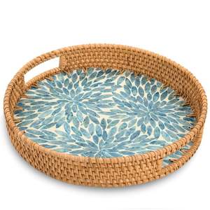 Hot Selling Creative Colorful <b>Shell</b> Fruit Round Plate <b>Ornaments</b> Jewelry Real Rattan Woven Storage Tray Fruit Basket Table Decor - Product Image 6