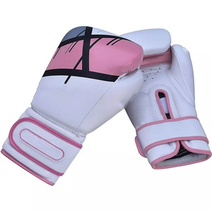 Gants de boxe en cuir PU blanc avec sangle de poignet réglable, fermeture à lacets, équipement d'entraînement respirant pour adultes, unisexe, arts martiaux - Product Image 1