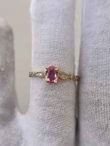 แหวนพลอยแซฟไฟร์สีชมพูธรรมชาติ แหวนเงินแท้ 925 ชุบทอง 14K สำหรับงานหมั้นและงานแต่งงาน - Product Image 2