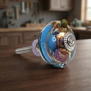 Poignée et bouton de meuble en verre bleu, design industriel, écologique, durable, pour cuisine et usage extérieur - Product Image 5