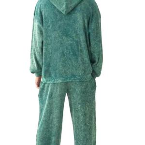 Ensemble de survêtement unisexe en molleton de coton vert, coupe ample, couleur unie, style vintage, décontracté, séchage rapide, longueur intégrale, poches latérales - Product Image 4