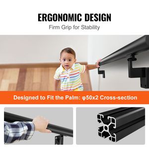 Kit Ringhiera per Scale in Lega di Alluminio da 1,5 m per Montaggio a Parete Interno, Corrimano Rinforzato per Scale, Facile Installazione - Product Image 5