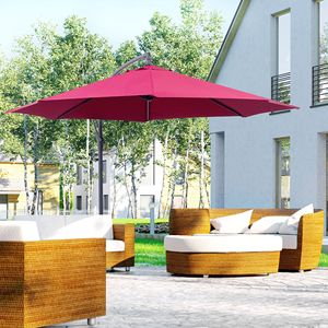 Ombrellone da Esterno da 3 Metri con Braccio Orientabile, Resistente ai Raggi UV e all'Acqua, per Cortili, Giardini e Ristoranti, Colore Rosso - Product Image 2