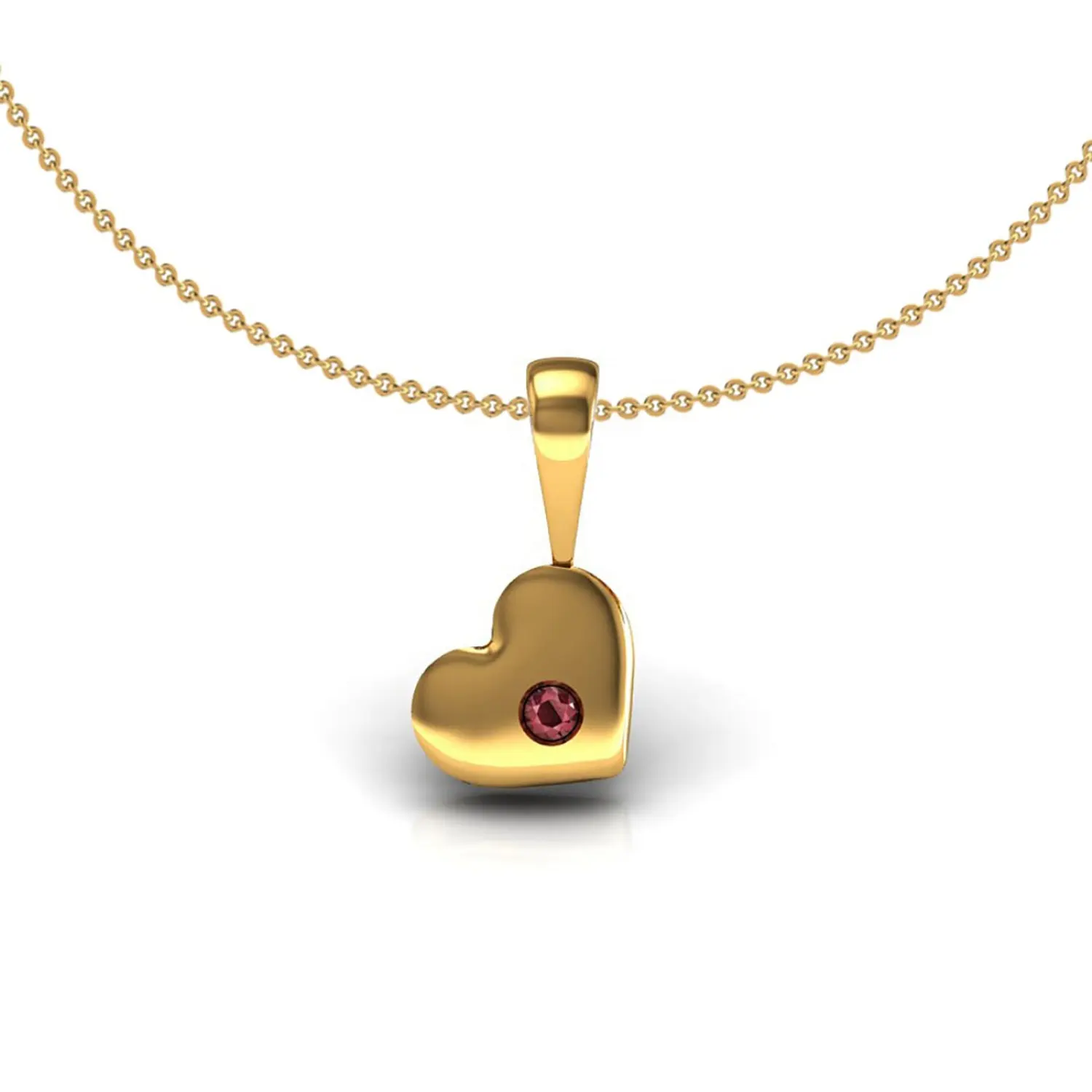 18k Yellow Gold Genuine Ruby Single Stone Heart Charm Pendant Jewelry Solid 14k Gold 9k Gold Ruby Tiny Heart Pendant Supplier