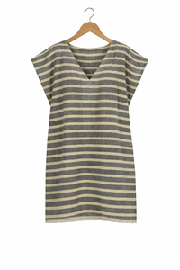 Fabricante de Vestidos Mini Kaftan de Algodón Teñido con Hilo y Cuello en V - Product Image 2