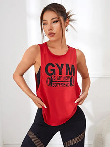 Camisetas sin mangas para gimnasio para mujer, transpirables, de secado rápido, tejido de poliéster/algodón, chaleco de fitness para culturismo - Product Image 5