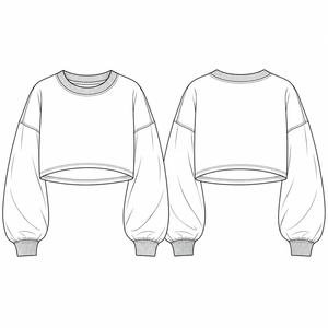 Sweat-shirt court personnalisé OEM pour femme, col rond, molletonné, manches longues, pull streetwear, fournisseur en gros, usine - Product Image 3