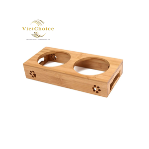 Comedero Elevado de Madera para Perros y Gatos con Dos Tazones de Bambú Vietchoice - Product Image 2