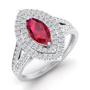 Bague en or massif 14 carats sertie de rubis et de diamants, fabrication artisanale REYES, OEM ODM, bijoux fins sur mesure pour femmes, création de bijoux de mariage. - Product Image 2