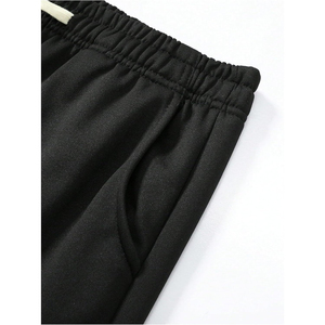<b>Men's</b> Black Cotton Sweatpants Drawstring Elastic Waist Loose Straight Leg Breathable Casual <b>Pants</b> - Product Image 4
