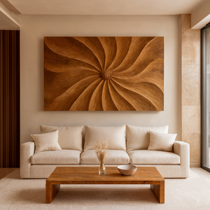 Sculpture en bois massif sculptée à la main de haute qualité, art déco écologique, abstrait mural pour anniversaire ou décoration Diwali - Product Image 3