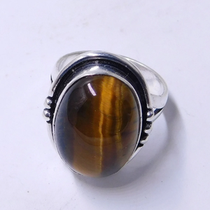 แหวนไทเกอร์อายธรรมชาติ เงินแท้ 925 แหวนพลอยทำมือสำหรับเธอ - Product Image 3
