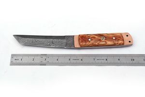 Couteau de chasse artisanal en acier Damas, lame fixe, couteau de camping d'extérieur, manche en bois d'olivier, OEM, garantie 3 ans, Pasha Enterprises - Product Image 3