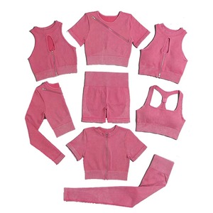 Conjunto Deportivo de 2 Piezas para Mujer, sin Costuras, para Gimnasio, Fitness, Ejercicio, Material Spandex/Nylon, Cintura Media, Logotipo Frontal - Product Image 3