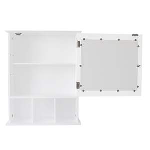 Armoire de salle de bain à trois compartiments à porte unique-Blanc YJ avec livraison gratuite - Product Image 3