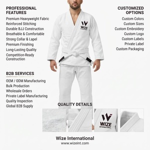 Unisex Adult BJJ <b>Kimono</b> 100% Cotton Martial Arts Gi Durable Front Logo <b>White</b> Color BJJ Uniform 220g Custom Logo & Sizes - Product Image 6