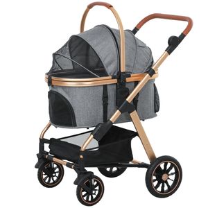 Grande Passeggino per Animali Domestici in Alluminio con Chiusura a Bottone, Regolabile e Pieghevole, Impermeabile per il Trasporto di Cani all'Aperto - Product Image 1