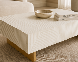 Mesa de Centro Moderna con Incrustaciones de Hueso, Patrón Geométrico, Mueble de Madera para Sala de Estar - Product Image 3