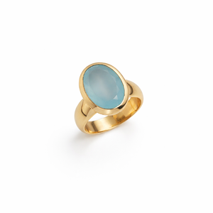 Natural Blue Onyx <b>Ring</b> Brass <b>Gold</b> Plated Bezel <b>Set</b> Handmade Oval Gemstone <b>Ring</b> for Women Wholesale - Product Image 1