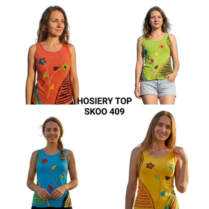 New Design Stylish Fancy Women's Anti Shrink Knitted Short V-neck Tank <b>Top</b> Ribbons <b>Silk</b> Rayon Bohemian Style Casual Digital SK - Product Image 1