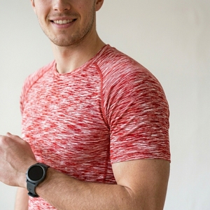 Men's Red Patterned Short Sleeve O-Neck <b>Compression</b> T-<b>Shirt</b> Slim Fit Sporty Knitted Quick Dry Workout Gym Training <b>Shirt</b> - Product Image 4