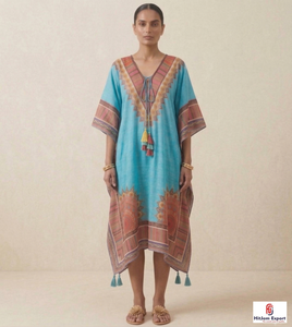 Women Printed <b>Kaftan</b> Dress Loose Fit Beach Wear Lightweight Fabric <b>Summer</b> Island Vacation Style Bulk Supply - Product Image 2