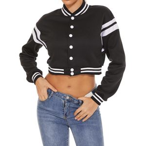 <b>Women</b> <b>Varsity</b> <b>Jacket</b> Cropped <b>Bomber</b> <b>Jacket</b> Casual Baseball Coat Streetwear | Long Sleeve Button Down Bright Letter Print - Product Image 2