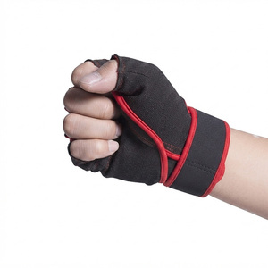 Custom Brand Name Boxing Gloves Gel Padded <b>PVC</b>/PC/Leather Breathable Protective Durable Half Finger Red <b>Trim</b> Eco-Friendly Gym - Product Image 3
