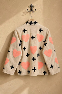 MONIT MARKETING Blouson Bomber en Velours Brodé Floral Bohème Vintage Réversible Unisexe Fait Main Rembourré en Coton Automne/Printemps - Product Image 5