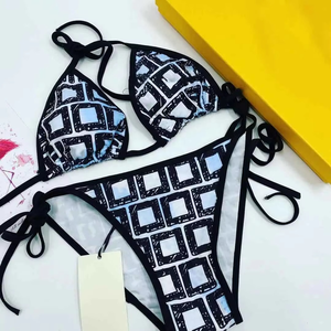 Ensemble bikini imprimé géométrique pour femmes, haut croisé à nouer, bas à nouer sur les côtés, maillot de bain deux pièces, vêtements de plage d'été - Product Image 3