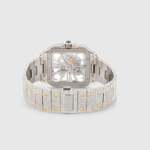 Custom Iced Out <b>Automatic</b> <b>Watch</b> Square <b>Skeleton</b> Movement Full Moissanite Diamond Jewelry <b>Watch</b> for Men - Product Image 5