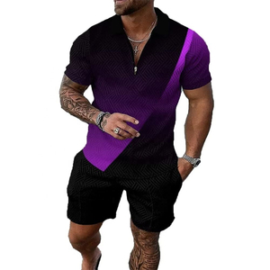 Ensemble de vêtements de sport pour homme en coton respirant de qualité supérieure, style streetwear d'été, deux pièces, polo et short de golf - Product Image 1
