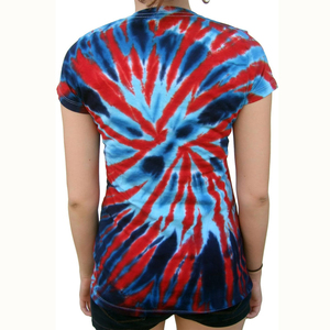 Nueva camiseta tie dye para mujer, cuello en V, manga corta, informal, camisetas para mujer, camisetas tie dye con colores y logotipo personalizados. - Product Image 4