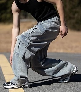 Men's Plus Size Tall Big <b>Waist</b> <b>Elastic</b> Zip Fly Button Front Wide Leg Casual <b>Jeans</b> Woven Spring Eco-Friendly Mid Rise Ripped - Product Image 6
