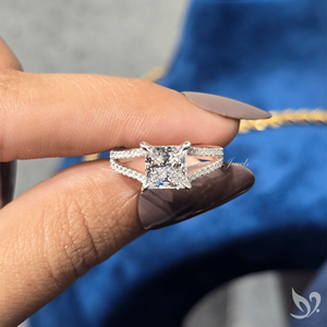 แหวนเพชรเจ้าหญิง 2 กะรัต เพชรเพาะเลี้ยงในห้องปฏิบัติการ ประดับเพชรแบบสปลิตพาเว่ ทองคำขาว 10K รับรองโดย IGI สำหรับงานหมั้นและงานแต่งงาน - Product Image 5