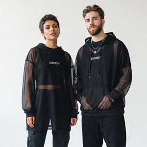 Hoodie en maille transparente surdimensionné pour homme, manches longues, hoodies en maille transparente pour femme, séchage rapide, léger, unisexe - Product Image 6